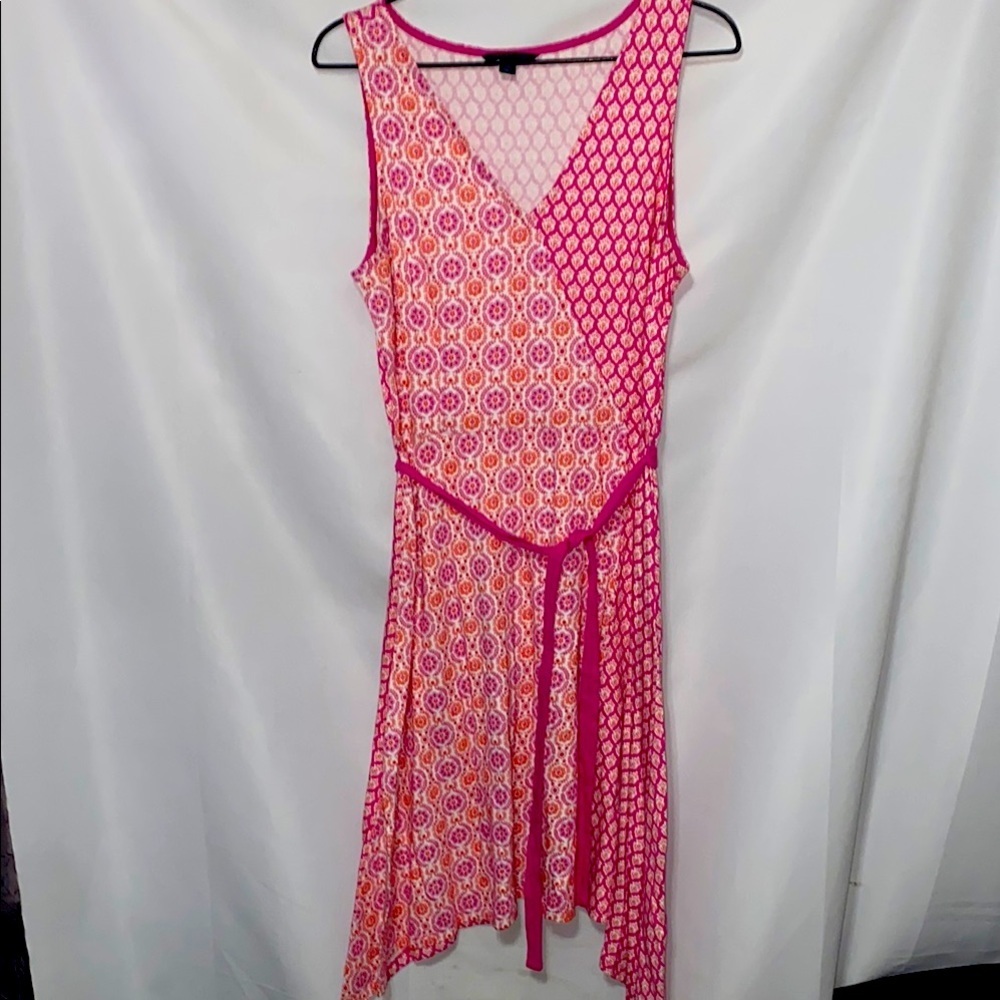 Tommy Hilfiger Wo Size large Pink and Orange Asymmetrical Dress‎ EUC